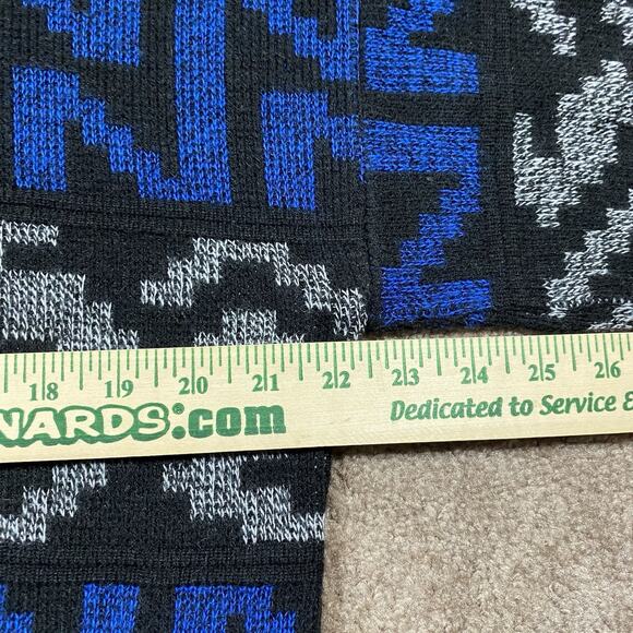 VTG Sweater Graphix Geometric Knit Sweater XL Made USA 80s 90s Blue Black - Picture 6 of 9